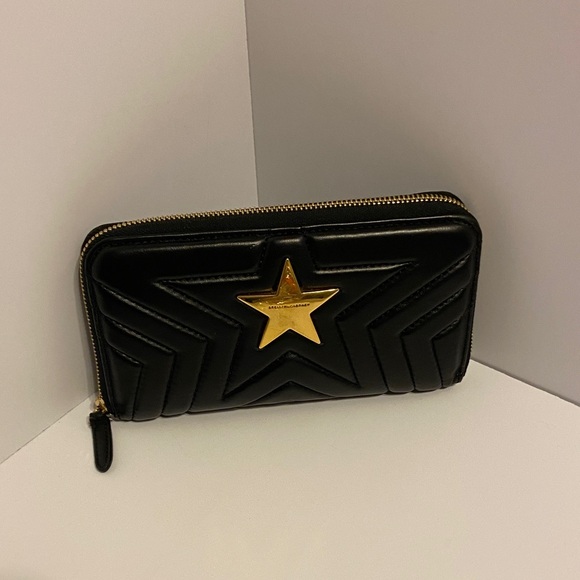 Stella McCartney Black and Gold Star long vegan leather Wallet - Picture 14 of 14